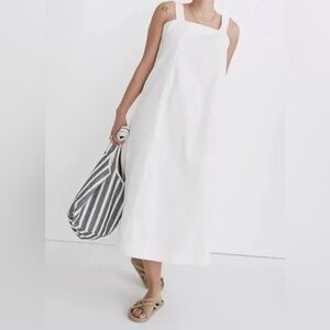 Madewell Linen Dress Princess-Seamed Midi Dress White Medium NWT SOLD OUT